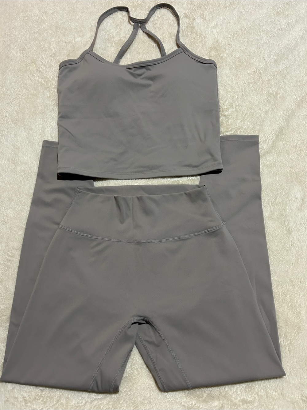 Women’s Gray Active Crop Tank and High-Waist Leggings Set XL fits like a Medium